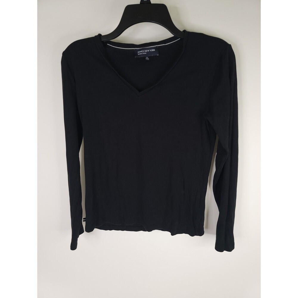 Vintage Jones New York Signature Shirt Womens Medium Black Long Sleeve Y2K Top